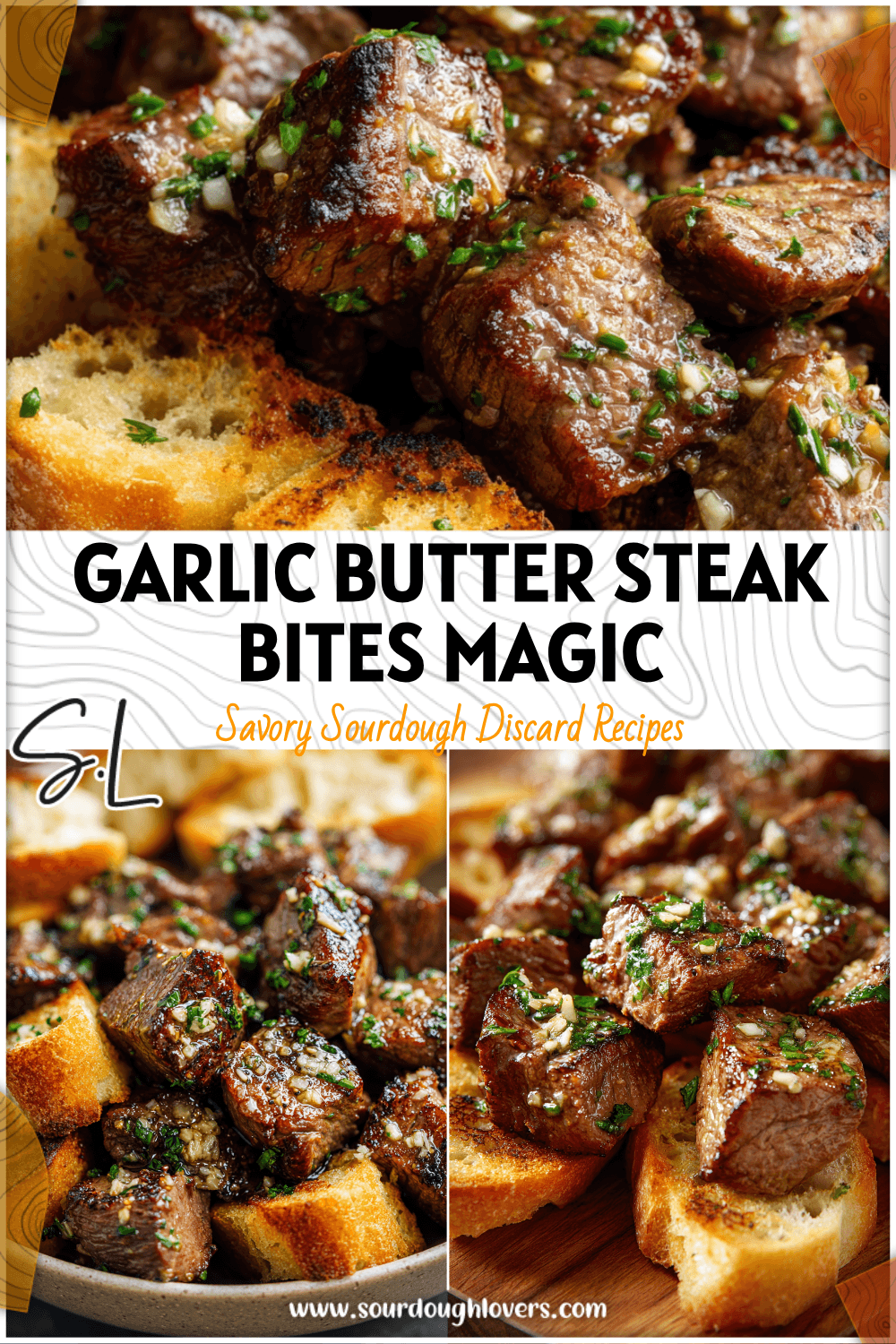 Garlic butter steak bites served with artisan sourdough bread, a hearty Fool Proof Sourdough Dinner Recipe.
